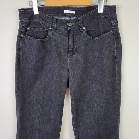 eileen Fisher Straight Leg Jeans Organic Cotton Black 10 - Picture 2 of 10